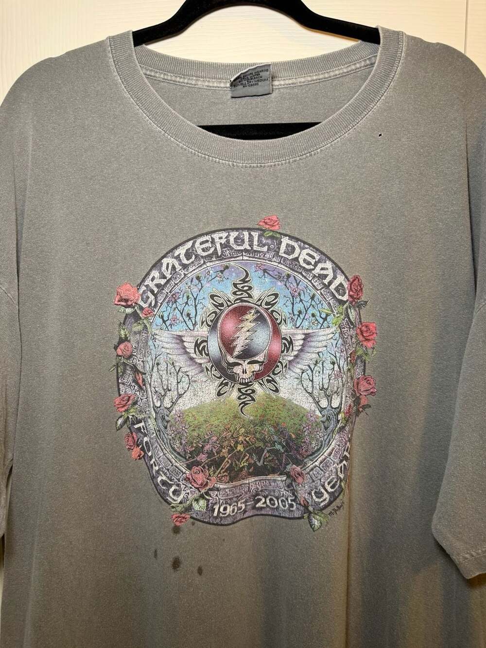 Grateful Dead Forty Years 1965-2005 T-Shirt Size 2XL Grey